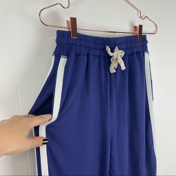 Stripe & Stare Blue White Striped Wide Leg Athleisure Pants - Picture 3 of 7